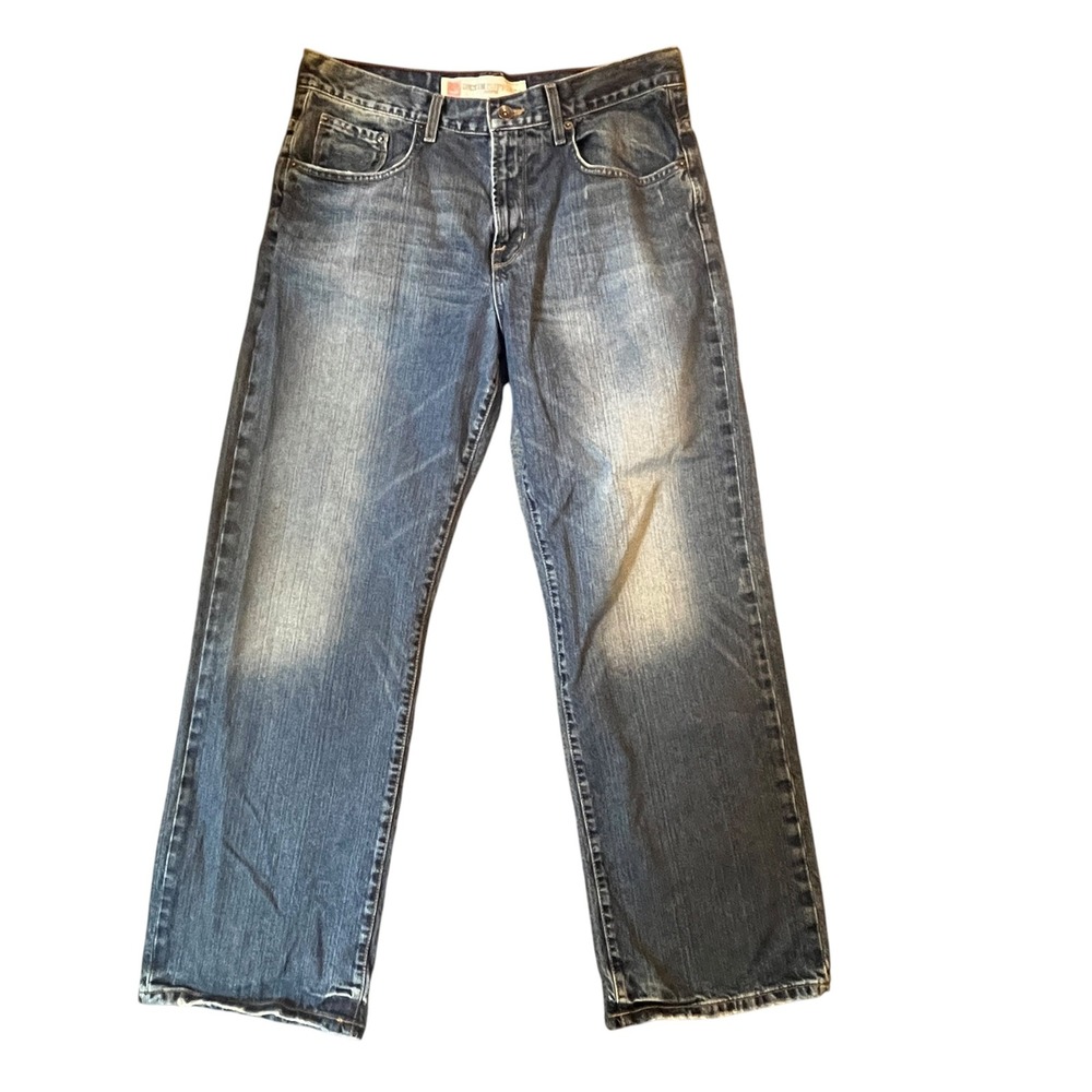 Mossimo Cooper Jeans Mens 34x32 Blue Distressed Straight Leg Y2K Denim Skate